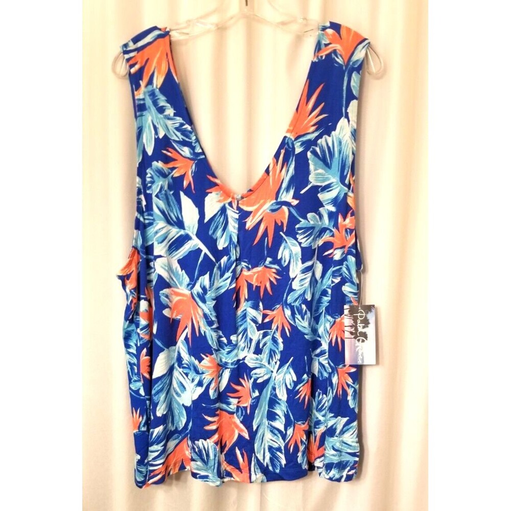 Women's Top Tropical Vibrant V-Neck Sleeveless NEW Size 2X